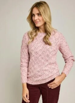 Lattice Nep Knit Crew Neck Jumper