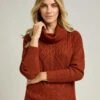 Cable Knit Cowl Neck Jumper