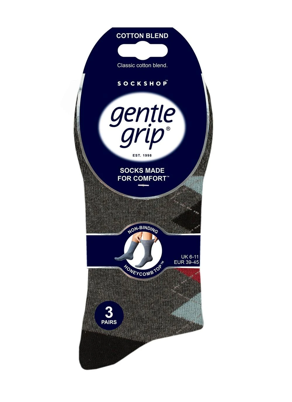 3pk Cotton Rich Stripe Argyle Socks 4 3pk Cotton Rich Stripe Argyle Socks - Image 2