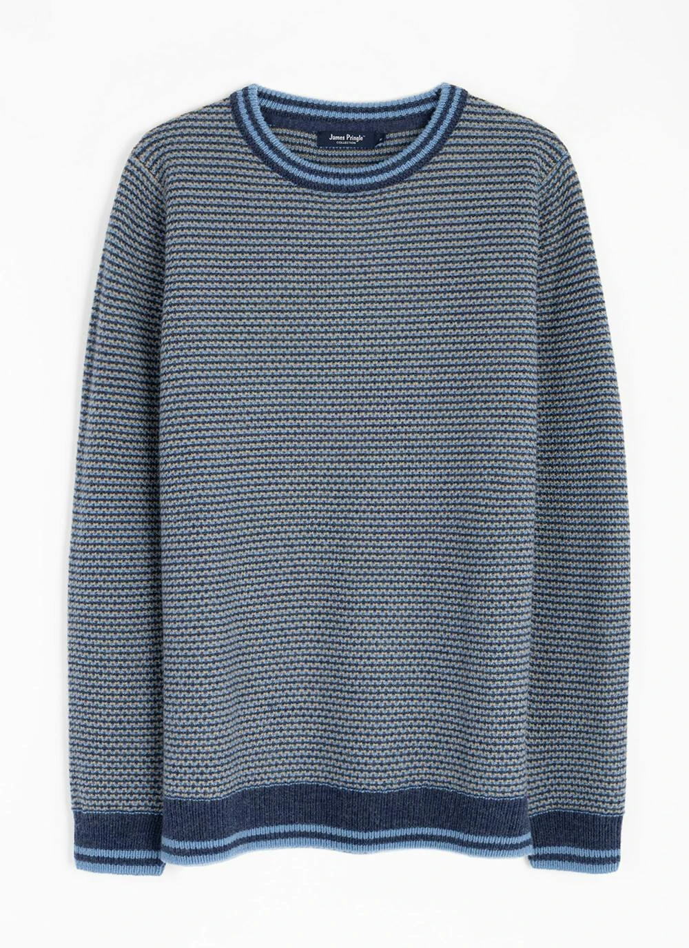 Striped Textured Knit Crew Neck Jumper 6 Striped Textured Knit Crew Neck Jumper - Image 4