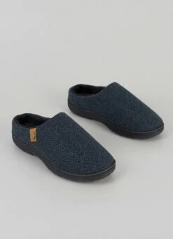 Fleece Lined Herrinbone Mule Slippers