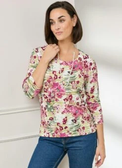 Warm Touch Necklace Print Top