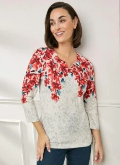 Warm Touch Jersey Border Print Top