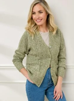 Cable Knit V-Neck Cardigan