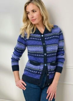 Fairisle Knit Collared Cardigan