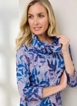 Warm Touch Cowl Neck Printed Top