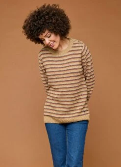 Textured Stripe Crew Neck Jumper