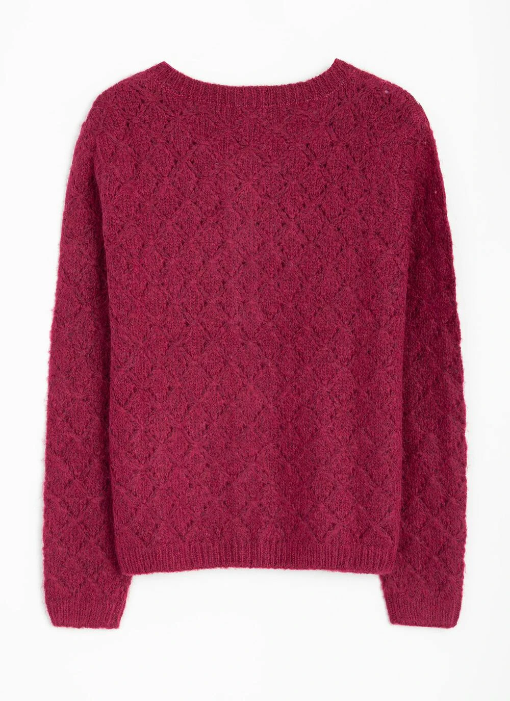 Wool Blend Crew Neck Pointelle Cardigan 8 Wool Blend Crew Neck Pointelle Cardigan - Image 6