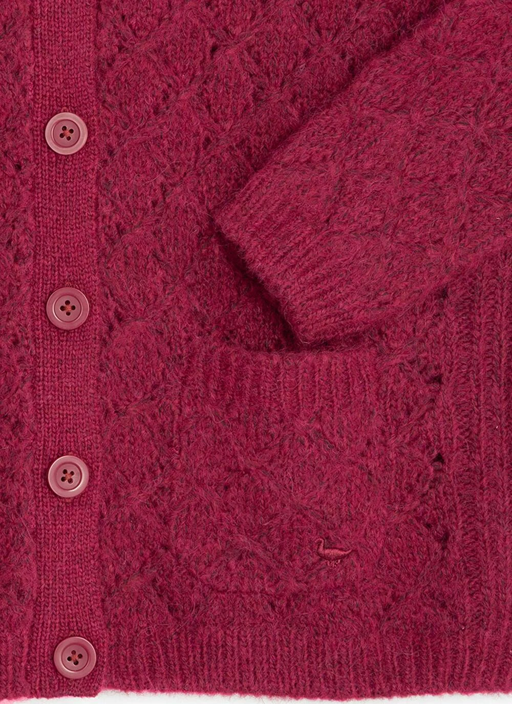 Wool Blend Crew Neck Pointelle Cardigan 7 Wool Blend Crew Neck Pointelle Cardigan - Image 5