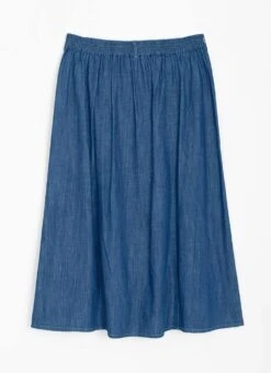 Pure Cotton Denim Midi Skirt -EWM Store 66929pvl 590f9302a89551f