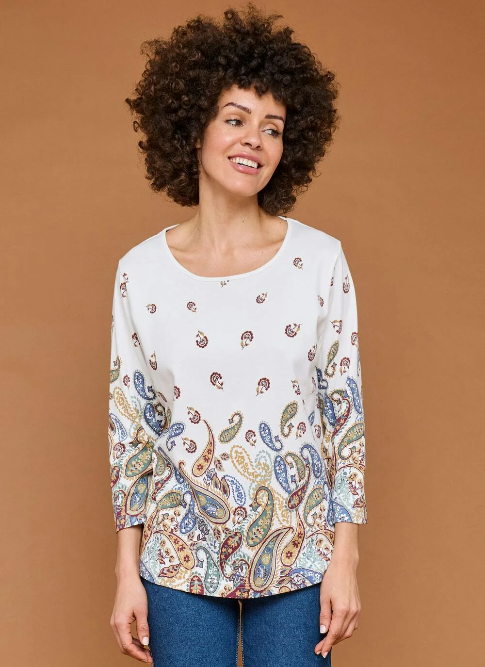 Pure Cotton Jersey Border Print Top 3 Pure Cotton Jersey Border Print Top