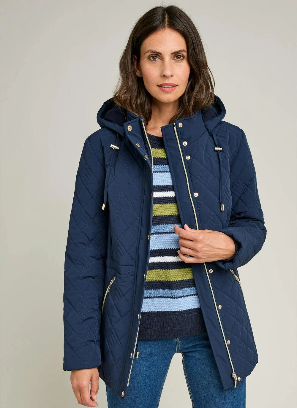 Diamond Quilted Coat With Detachable Hood 3 Diamond Quilted Coat With Detachable Hood