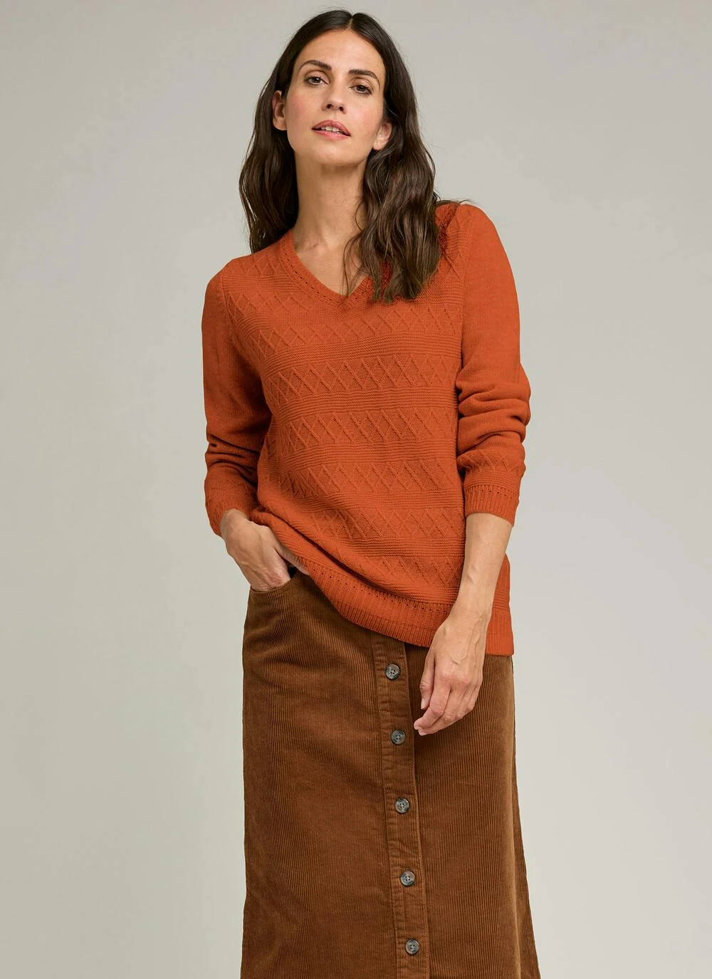 Textured Stitch V Neck Jumper 3 Textured Stitch V Neck Jumper