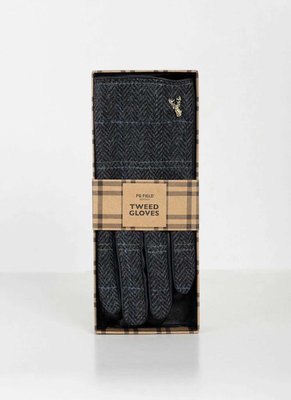 Mens Boxed Gloves In Grey Check 3 Mens Boxed Gloves In Grey Check