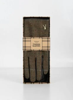 Mens Boxed Gloves In Green Check