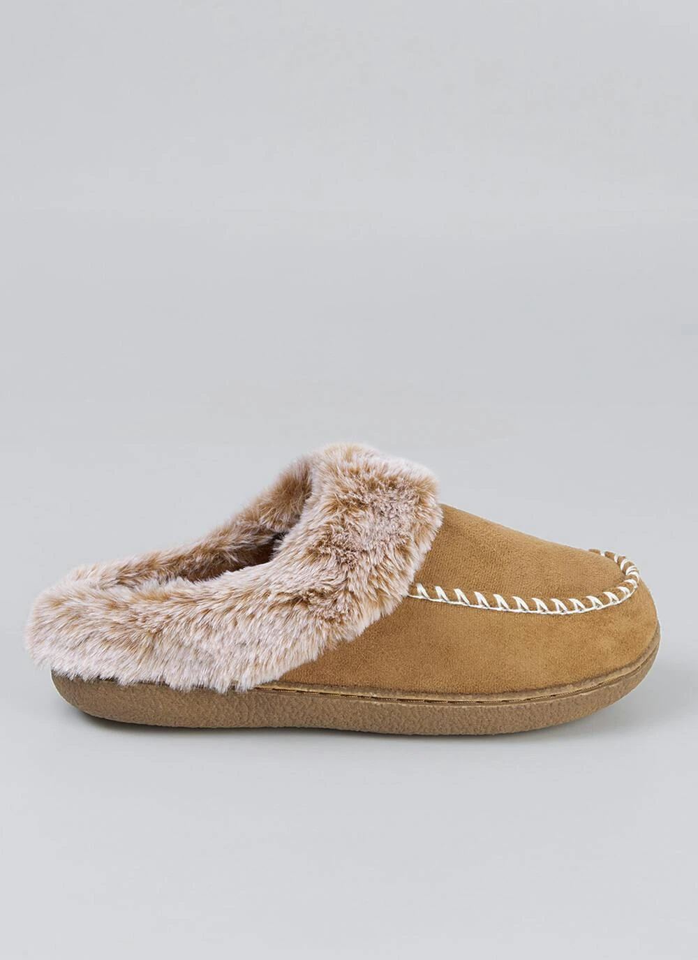 Comfy Faux Fur Lined Whip Stich Detail Mule Slippers 4 Comfy Faux Fur Lined Whip Stich Detail Mule Slippers - Image 2