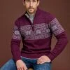 Fairisle Zip Neck Jumper -EWM Store 67671pvl eb21f53718b14d2