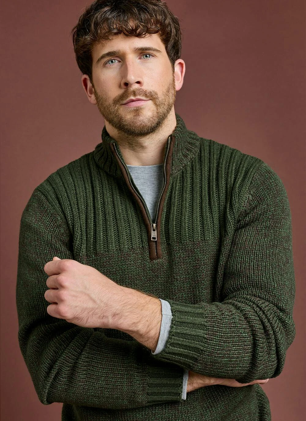 Textured Knit Zip Neck Jumper 3 Textured Knit Zip Neck Jumper