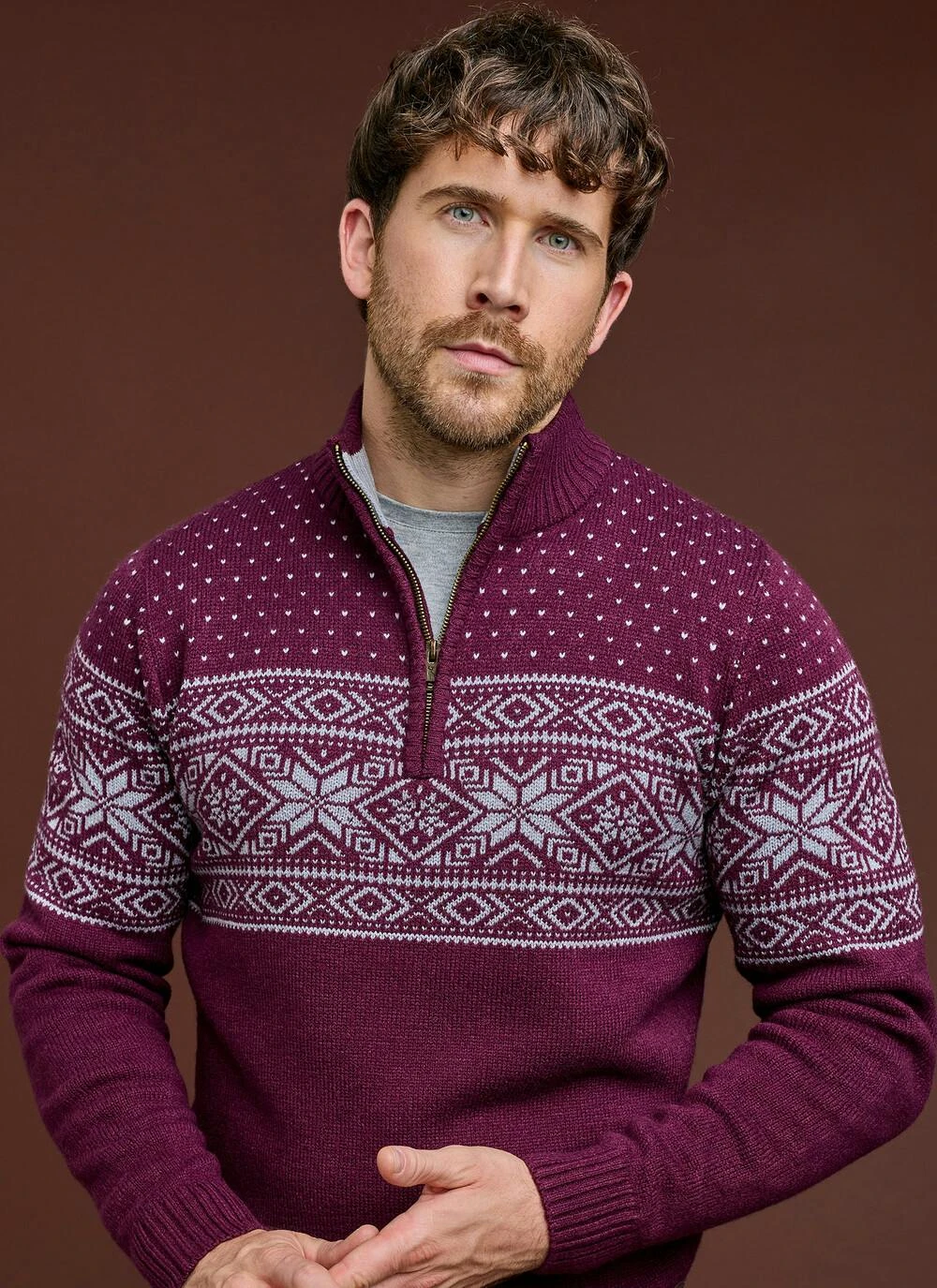 Fairisle Zip Neck Jumper 4 Fairisle Zip Neck Jumper - Image 2