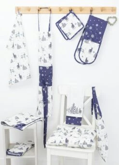 Stag Print Cotton Navy 3-Pack Teatowels -EWM Store 67796pvl 47ec3a3749eeeb4