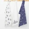 Stag Print Cotton Navy 3-Pack Teatowels -EWM Store 67810pvl a73ef62d6d7145b