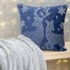 Stag Foil Print Velvet Navy Cushion -EWM Store 67811pvl a321774778239e3