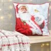 Santa Print Velvet Red Cushion -EWM Store 67813pvl 9108bf0a47f561e