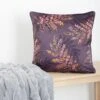 Autumn Floral Print Velvet Plum Cushion -EWM Store 67845pvl c9958634e9a2419
