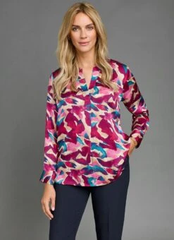 Satin Printed Pop Over Blouse