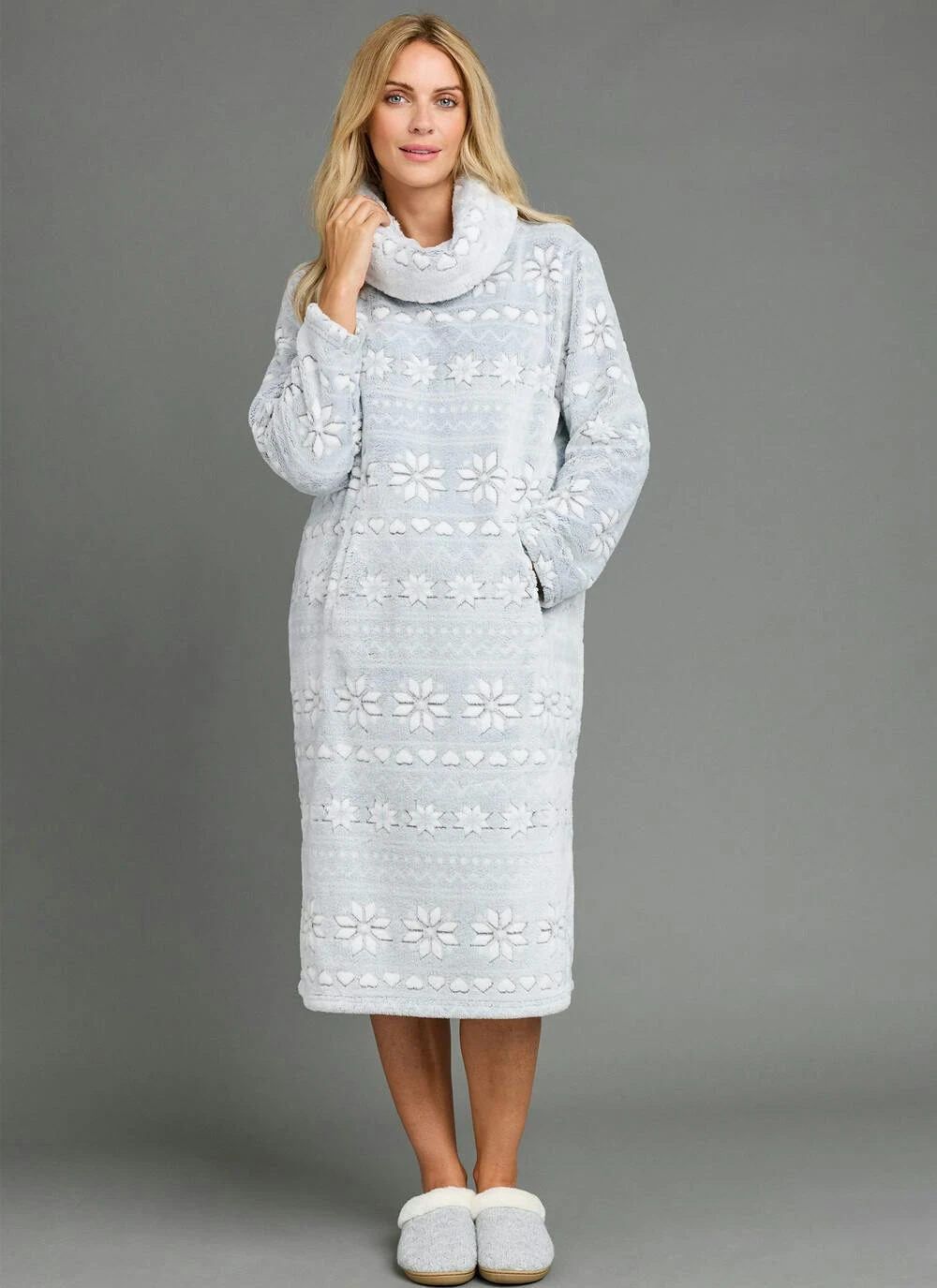 Cosy Fleece Fairisle Cowl Neck Lounger 4 Cosy Fleece Fairisle Cowl Neck Lounger - Image 2